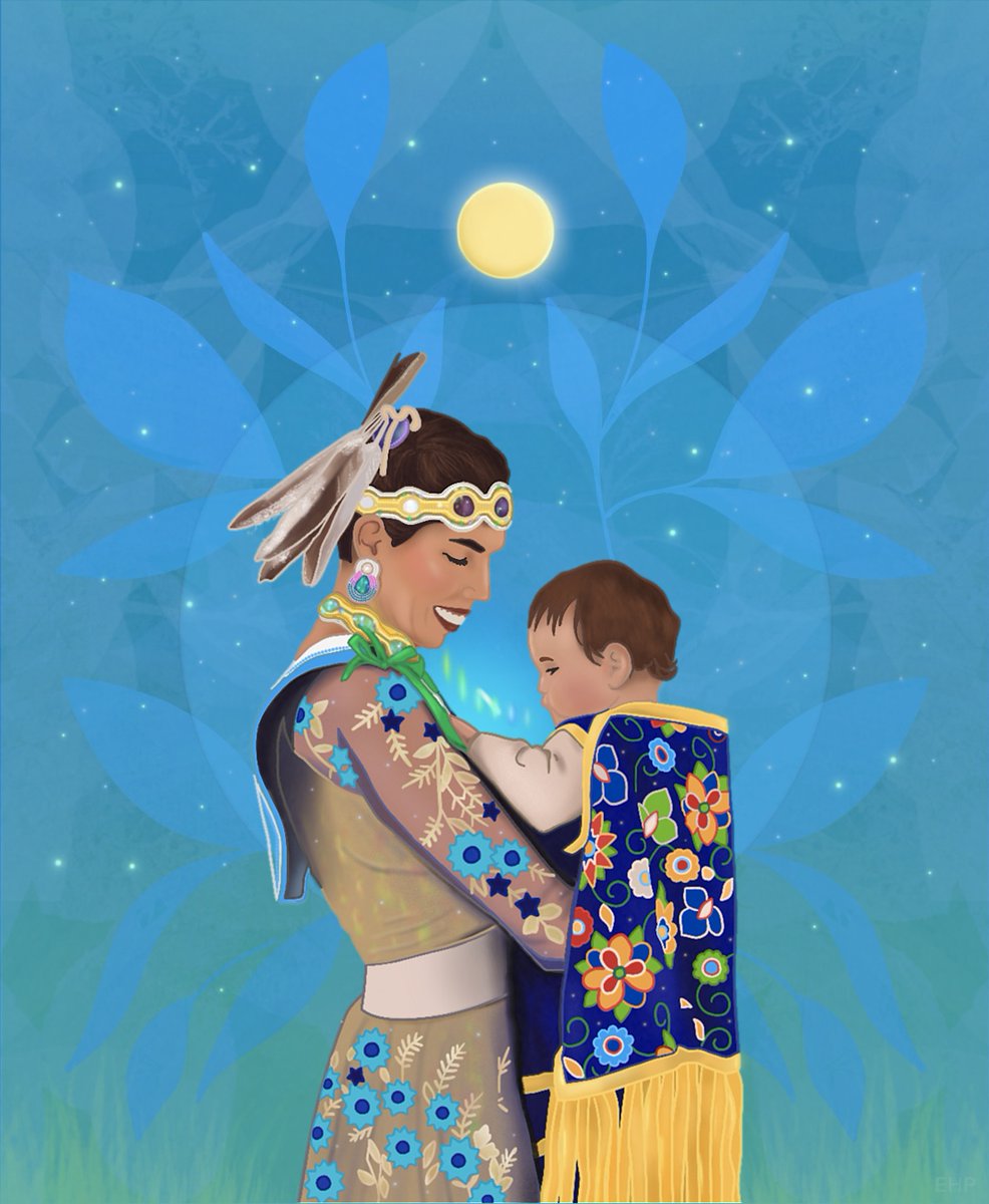To all of you beautiful, caring Native mothers and Matriarchs: Your love and strength are acts of colonial resistance, preserving our traditions and culture. Today, we celebrate Indigenous motherhood! Art by Emma Hassencahl-Perley (Wolastoqwiw/Tobique). #HappyMothersDay