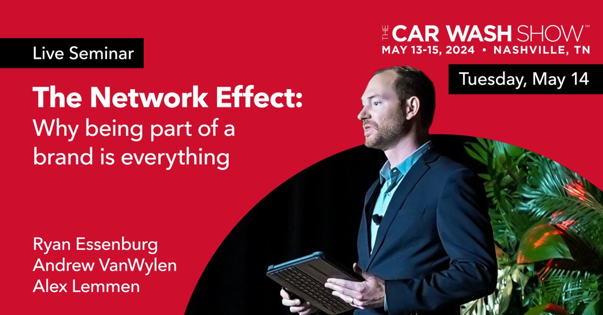 Considering what sessions to attend at <a href="/TheCarWashShow/">TheCarWashShow</a> tomorrow? Head over to Venue 104 in the morning to hear about The Network Effect with President Ryan Essenburg, CEO Alex Lemmen, and COO Andrew VanWylen.