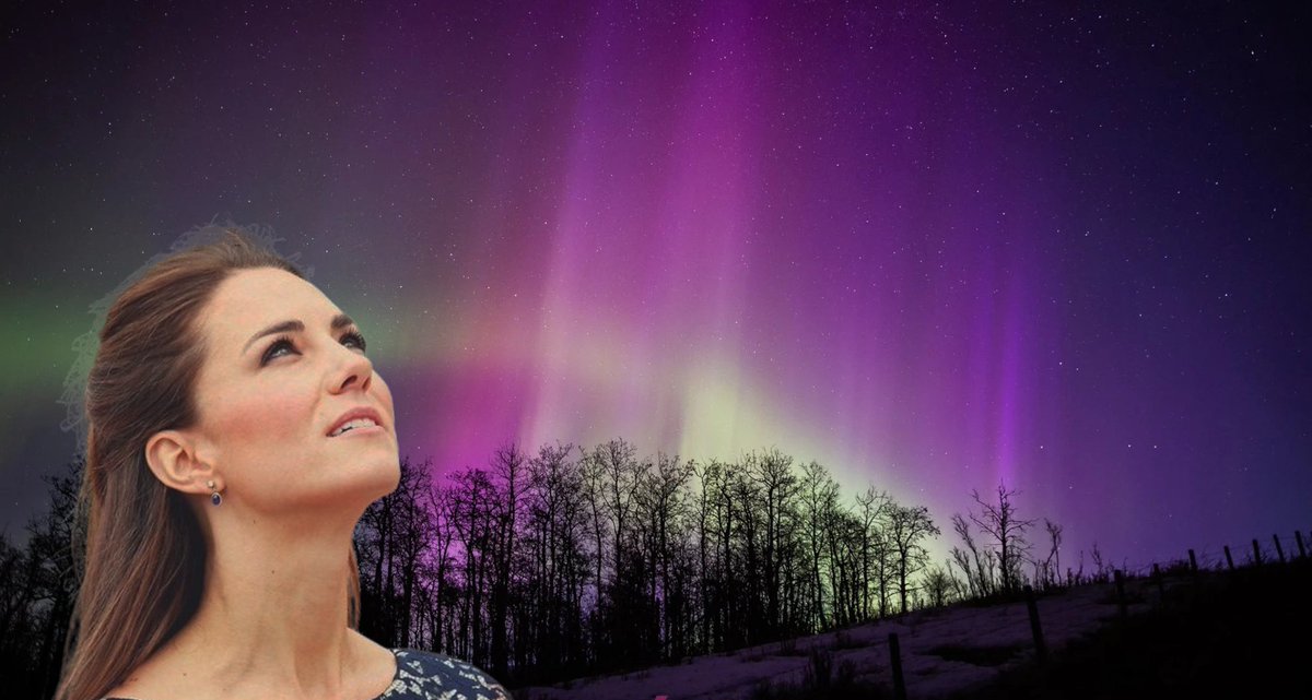 Prince William releases totally genuine and unedited picture of Kate Middleton appreciating the recent Northern Lights display.