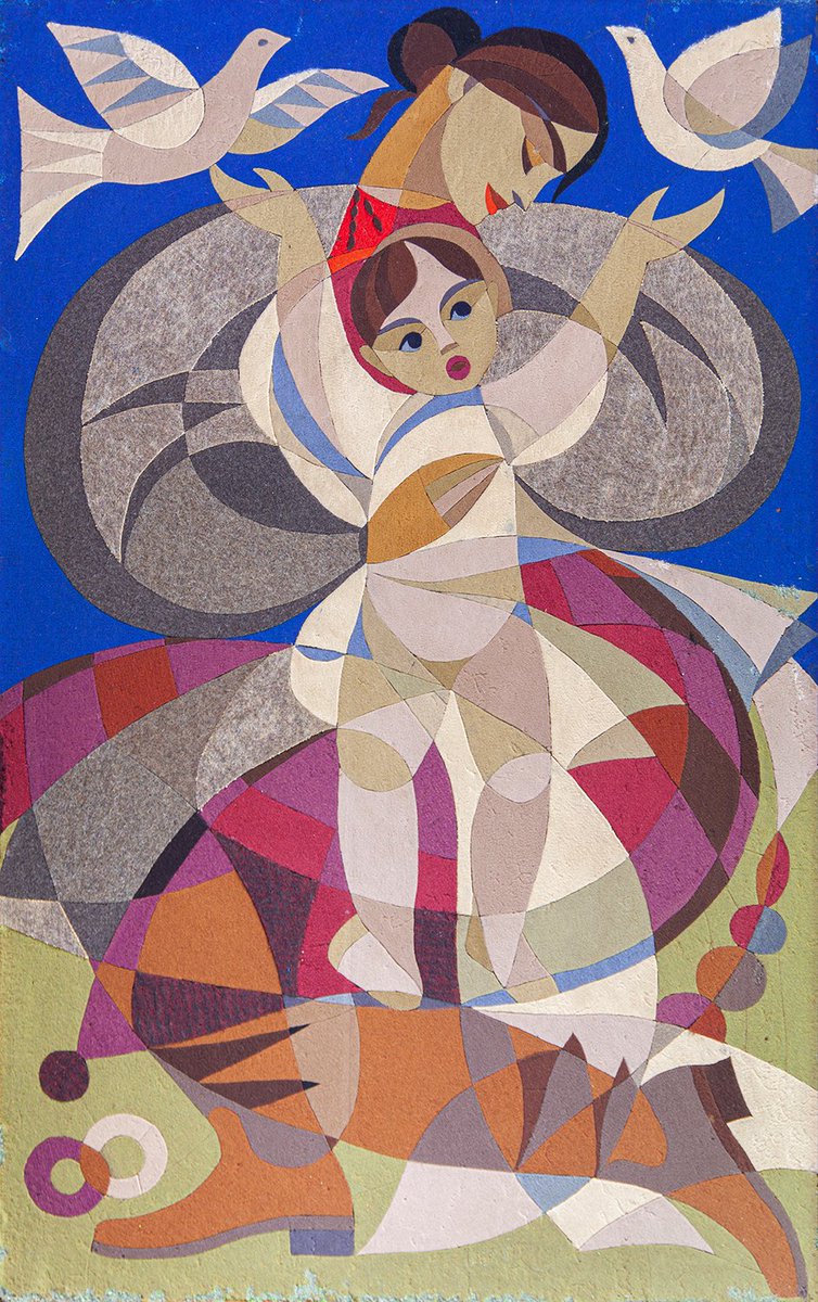 Happy Mother's Day! All that I have and know – thanks to my mom. She supported me all the time. Say thank you to your mother today. And as a tribute to our mother's – 🧵thread with 🇺🇦art about motherhood. 
Alla Horska's "Alphabet", Liubov Panchenko's "Into the world