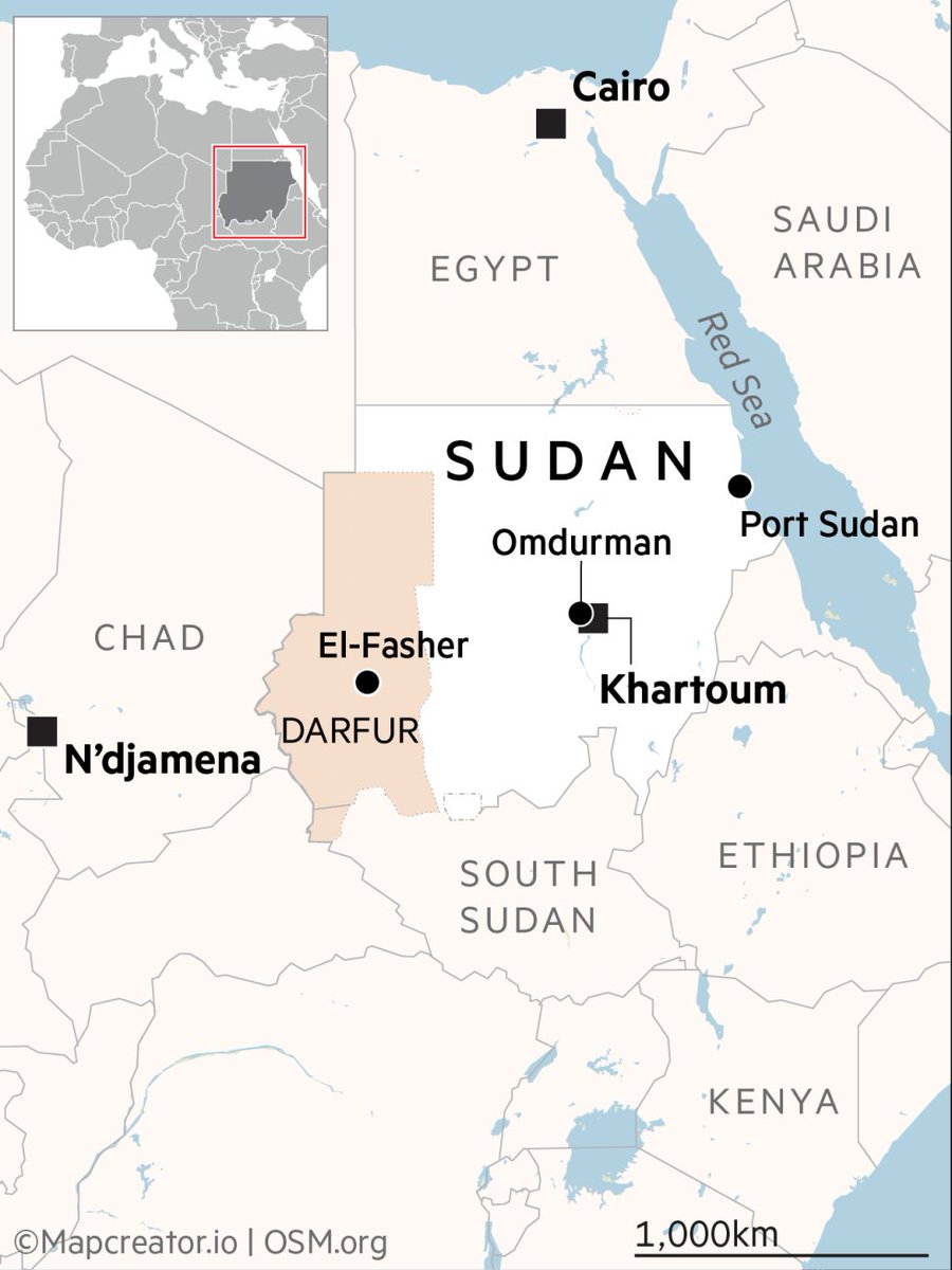 Hay "otra Gaza" donde mueren menores pero no importa porque es un conflicto olvidado: Sudán. Se denuncia un (nuevo) genocidio en Darfur pero a nadie se le mueve un pelo.

El miércoles serán trece meses de guerra en el país del noreste de África. 

La noticia y su localización👇🏾