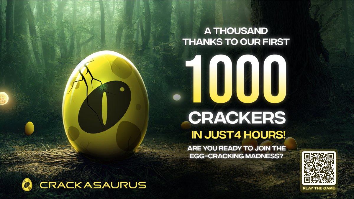 🎮 Over 1,000 gamers have joined the #Crackasaurus journey in the first 4 hours of our beta launch today. Play Crackasaurus on Telegram and let's make history together! 🦕

🥚 Crack those eggs and claim your rewards!
Play Today: t.me/MappasaurusApp…

#Tap2Earn #PlayToEarn