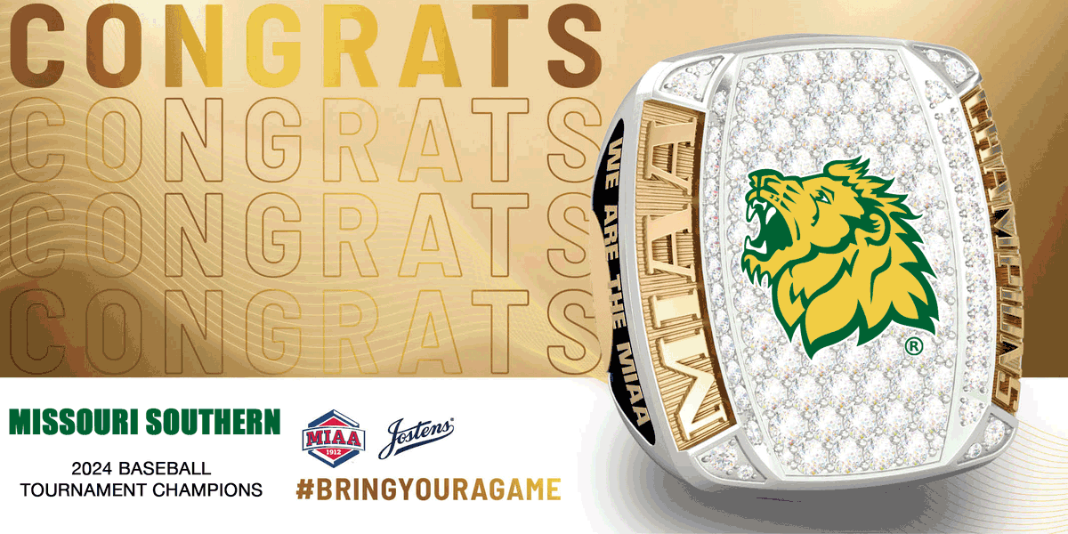 The MIAA and <a href="/Jostens/">Jostens</a> would like to congratulate <a href="/MSSUBaseball/">Missouri Southern Baseball</a> for winning the 2024 MIAA Baseball Tournament Championship. Jostens is the Official Championship Ring Provider of the MIAA. #BringYourAGame⚾️💍 <a href="/mososports/">MSSU Athletics</a>