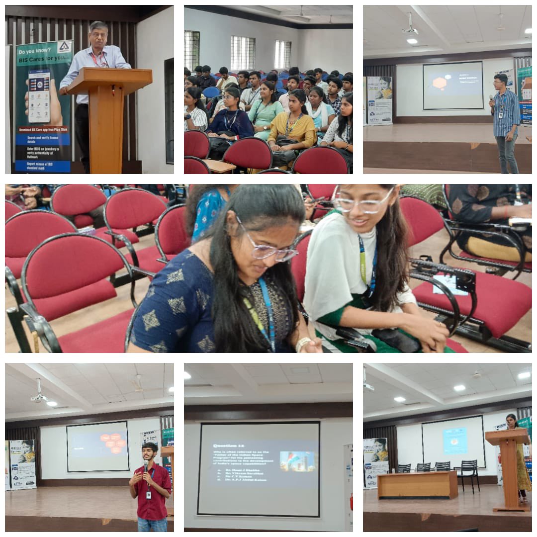 #BIS organized a quiz competition in celebration of National #Technology Day 2024. The event was held on May 11th at (@Kumaraguru) Kumaraguru College of Technology, #Coimbatore. The competition featured multiple quizzes on Indian Standards related to Structural Design and others.