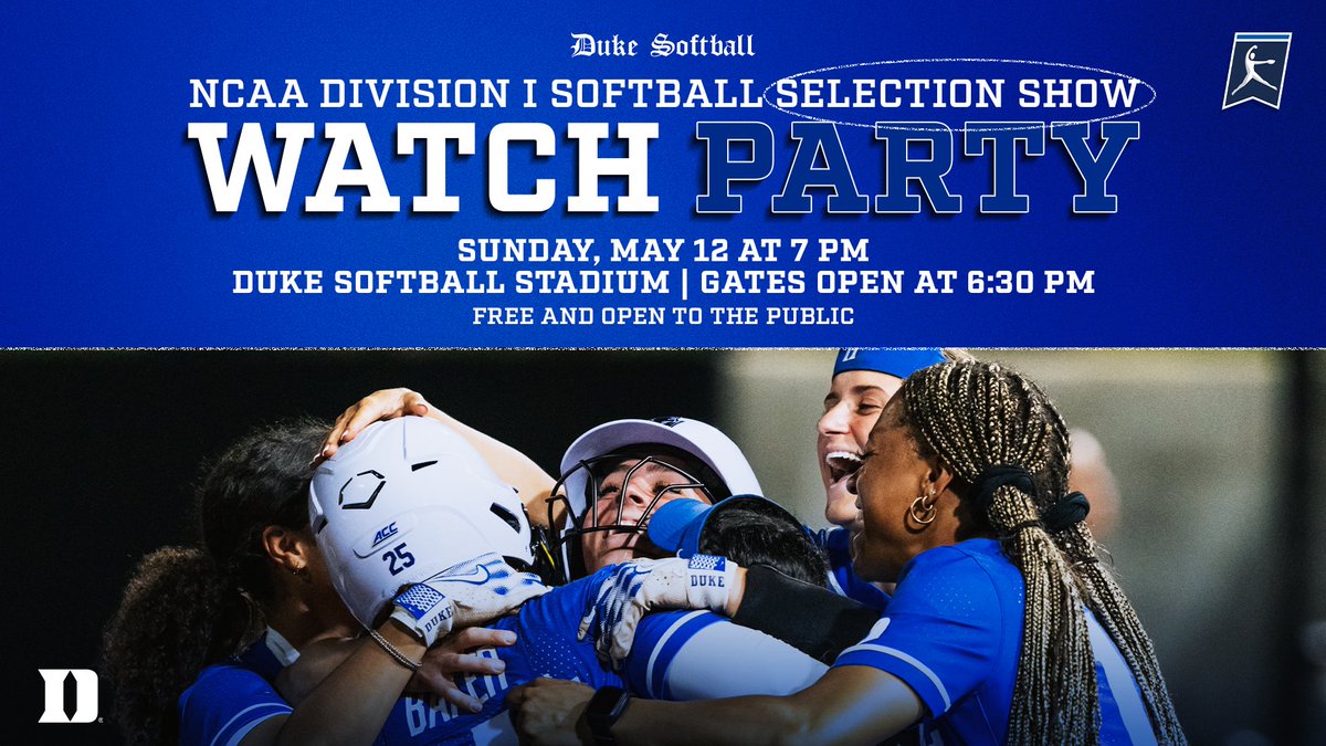 🗣️ Blue Devil fans! 🔵😈 Join us tonight for the NCAA Selection Show at Duke Softball Stadium! 👉 Gates open at 6:30 PM 👉 Free admission & open to public 👉 Viewed on our new videoboard