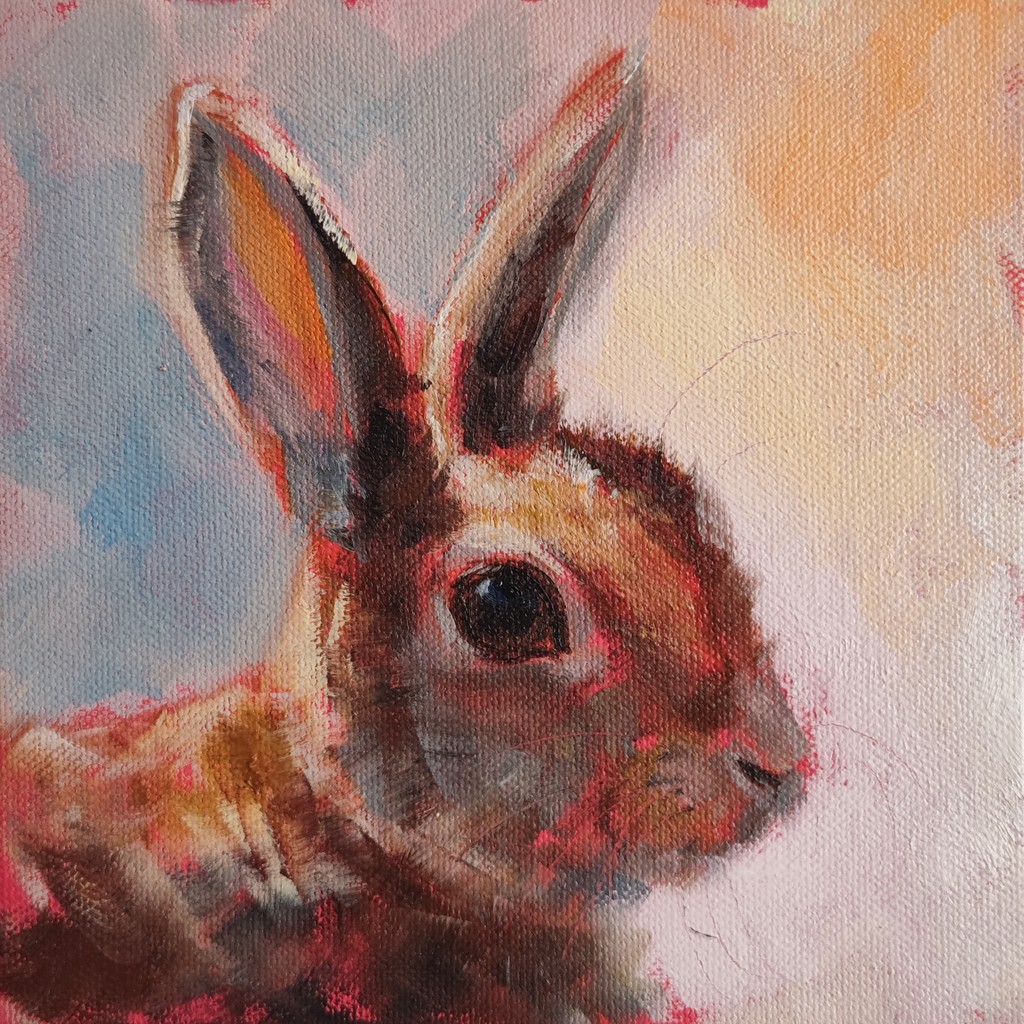 Introducing a delicate and adorable #rabbit painting featuring my favorite rose-red underpainting, now up for grabs as a print! What's your verdict on it?⁠ ⁠ Title: 'Sunlight' khortviewprints.etsy.com/listing/171318…