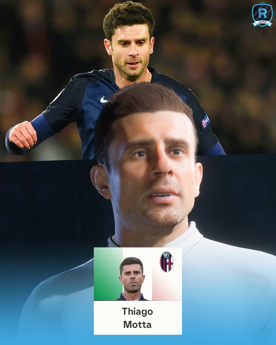 Former football players as Managers in Career Mode ✅️👔

(All with a scanned gameface in FC24)

🧵 THREAD 🧶

🇮🇹 Thiago Motta (Bologna)