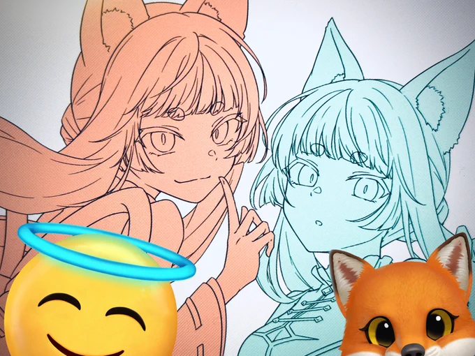 すみません!やっぱちょいと集中したいので配信はせず作業します〜 代わりに表紙絵になる予定の経過置いときます! 脱稿したら打ち上げしような…