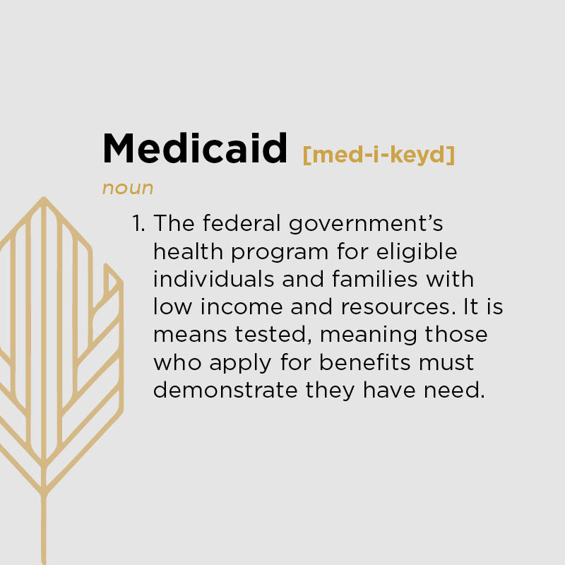 The federal government’s health program for eligible individuals and families with low income and resources. It is means tested, meaning those who apply for benefits must demonstrate they have need. bit.ly/3kvAen9 #BrentwoodFinancial #RetirementAdvice #FinancialServices