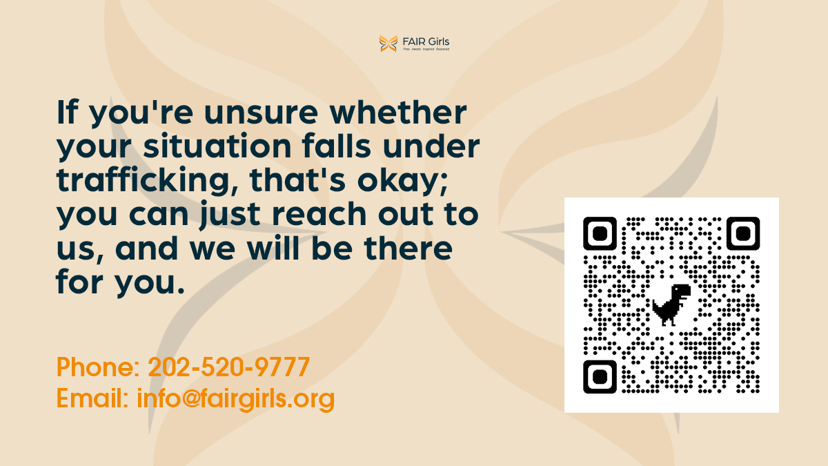 FAIR_Girls: Do you need more certainty about your situation? That's okay. Fair Girls is here to support you. Reach out to us anytime for assistance and guidance. 📞✉️ 

#fairgirlsinc #endhumantrafficking #humantraffickingawareness #breakthechains #fightf…