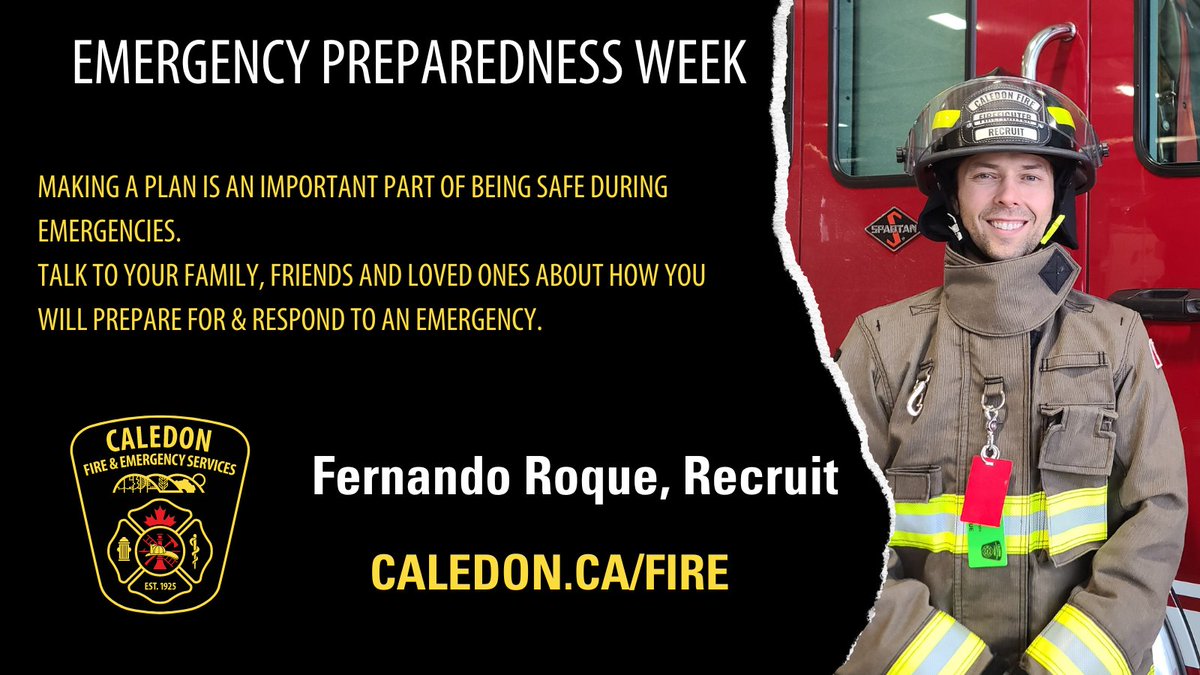 'Making a plan is an important part of being safe during emergencies. Talk to your family, friends and loved ones about how you will prepare for and respond to an emergency.' – Fernando, Recruit #EmergencyPreparedness #Caledon #ReadyForAnything