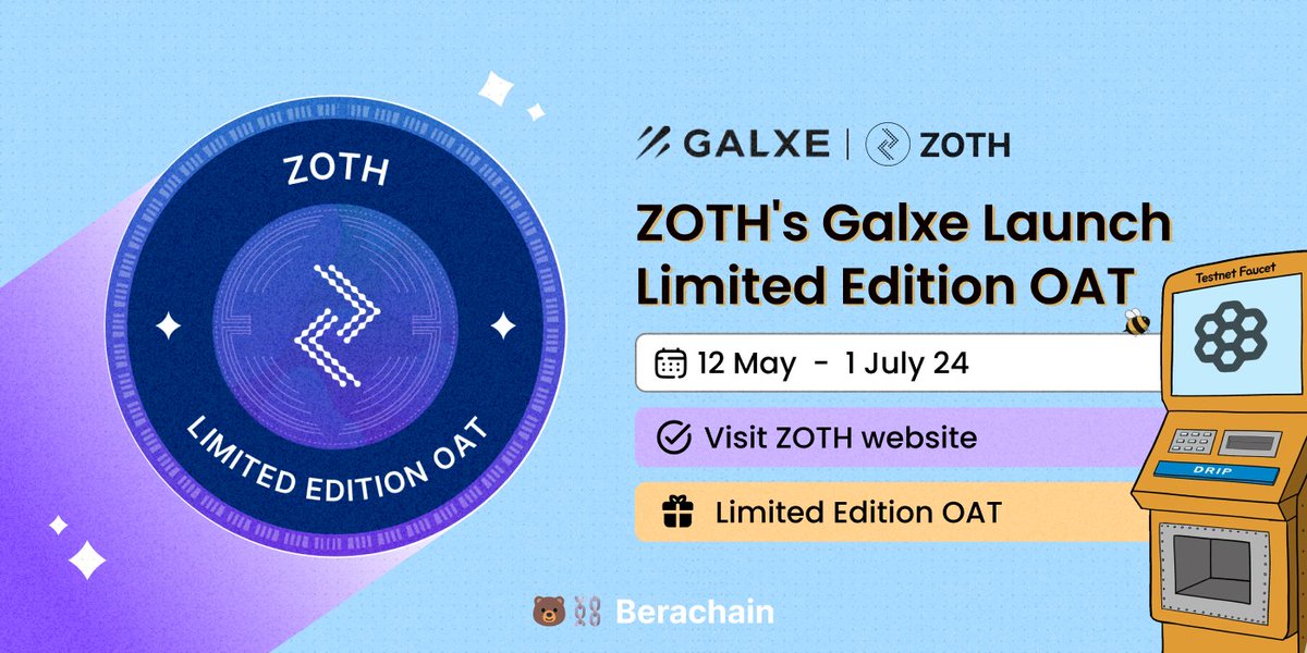 @zothdotio's OAT on @Galxe! ⛓️🐻 - $BERA Ecosystem

↳ galxe.com/quest/gzezwZNy…

🔮 Retweet + Reply $ZOTH
🔮 Visit ZOTH website
🔮 Claim OAT ✅

Ooga Booga!