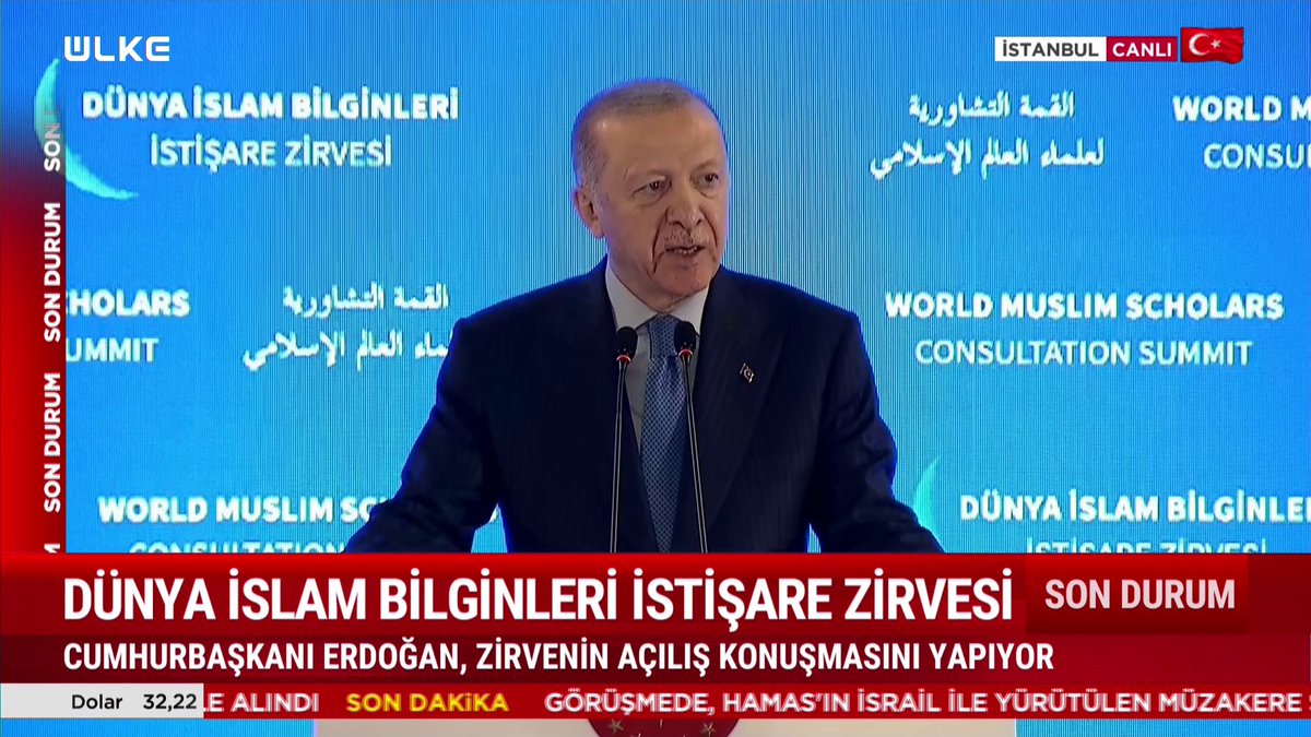 Dünya İslam Bilginleri İstişare Zirvesi. Cumhurbaşkanı Erdoğan konuşuyor. #CANLI izlemek için: ulketv.com.tr/canli-yayin