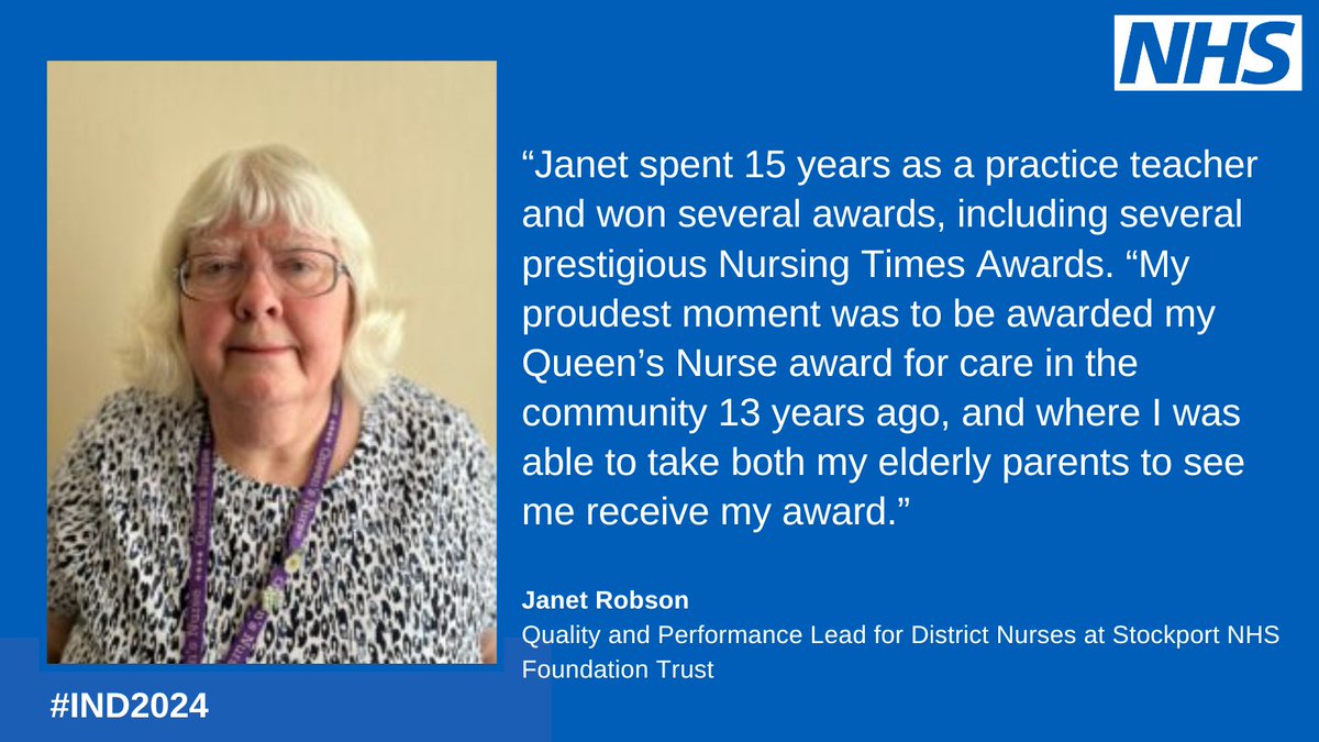 To conclude our celebrations for #InternationalNursesDay we celebrate Janet, and all our nursing colleagues across the North West. Thank you for all you do 💙 #IND2024 Read more about Janet's career journey here : england.nhs.uk/north-west/202…