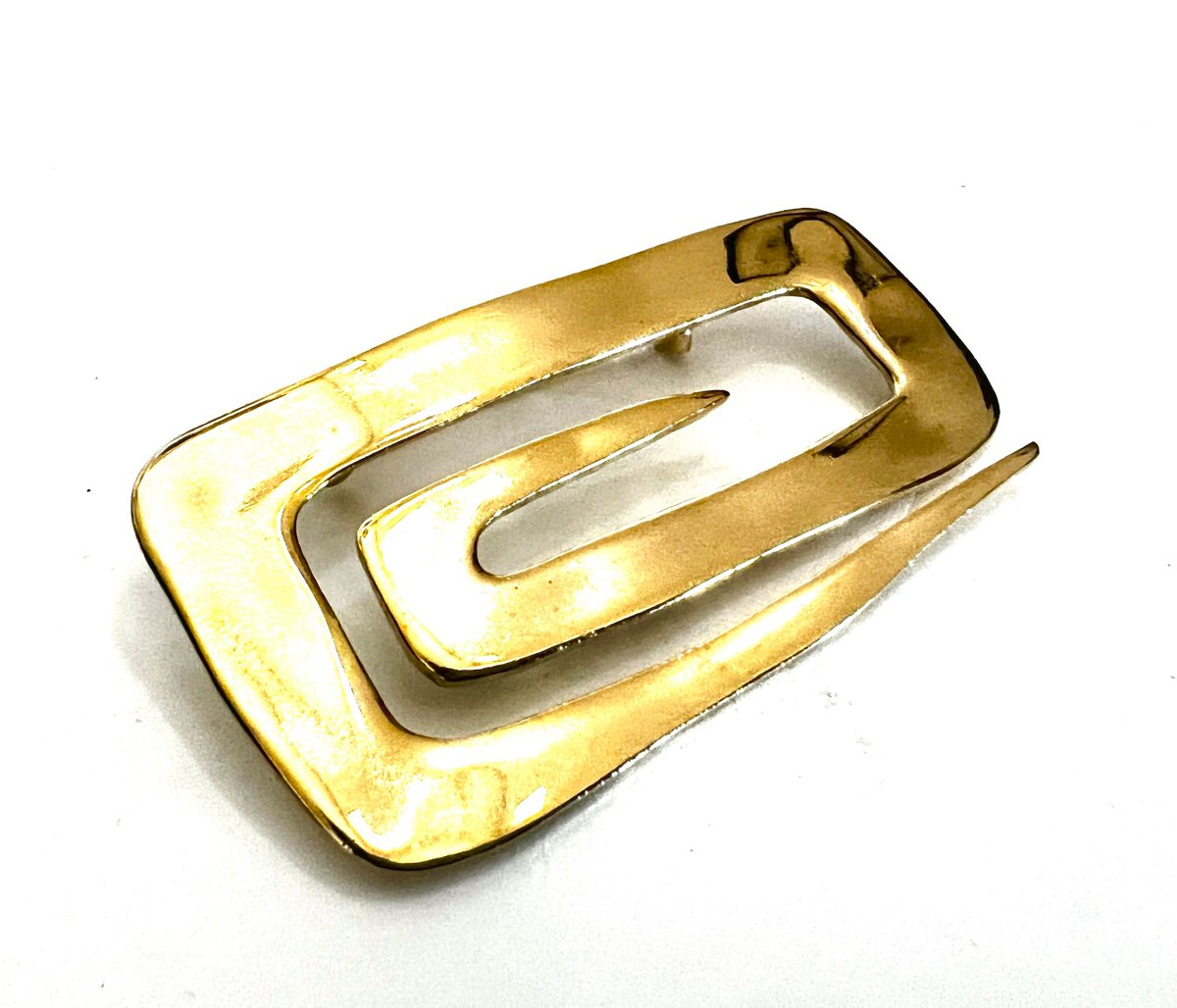 Large Modernist Gold Tone Brooch Polished Gold Tone Metal Abstract Design 1990s Gift for Her #minimalist #modernist $33.60 ➤ etsy.com/listing/109178…