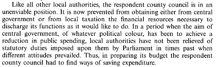 Reading a House of Lords decision from 1998 concerning the failure of a local authority to secure adequate education for a child who was unable to attend school. Depressing déjà vu to see this: