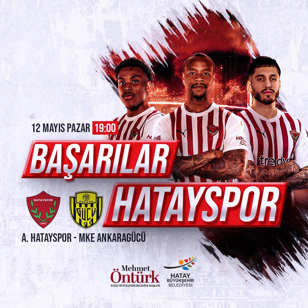 Trendyol Süper Lig 36.Hafta mücadelesinde MKE Ankaragücü ile Mersin Stadyum'unda karşılaşacak olan Hataysporumuza gönülden başarılar diliyorum. #Hatayspor