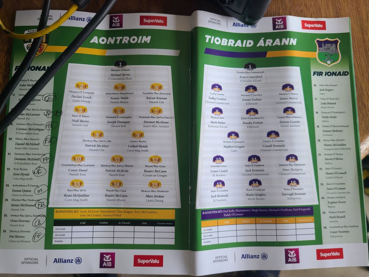 4 changes to the Tipp team vs Antrim... Sweeney, OConnor, Teddy Doyle & Steven OBrien all into the starting line up, full forward line out & no 7 #football #TailteannCup