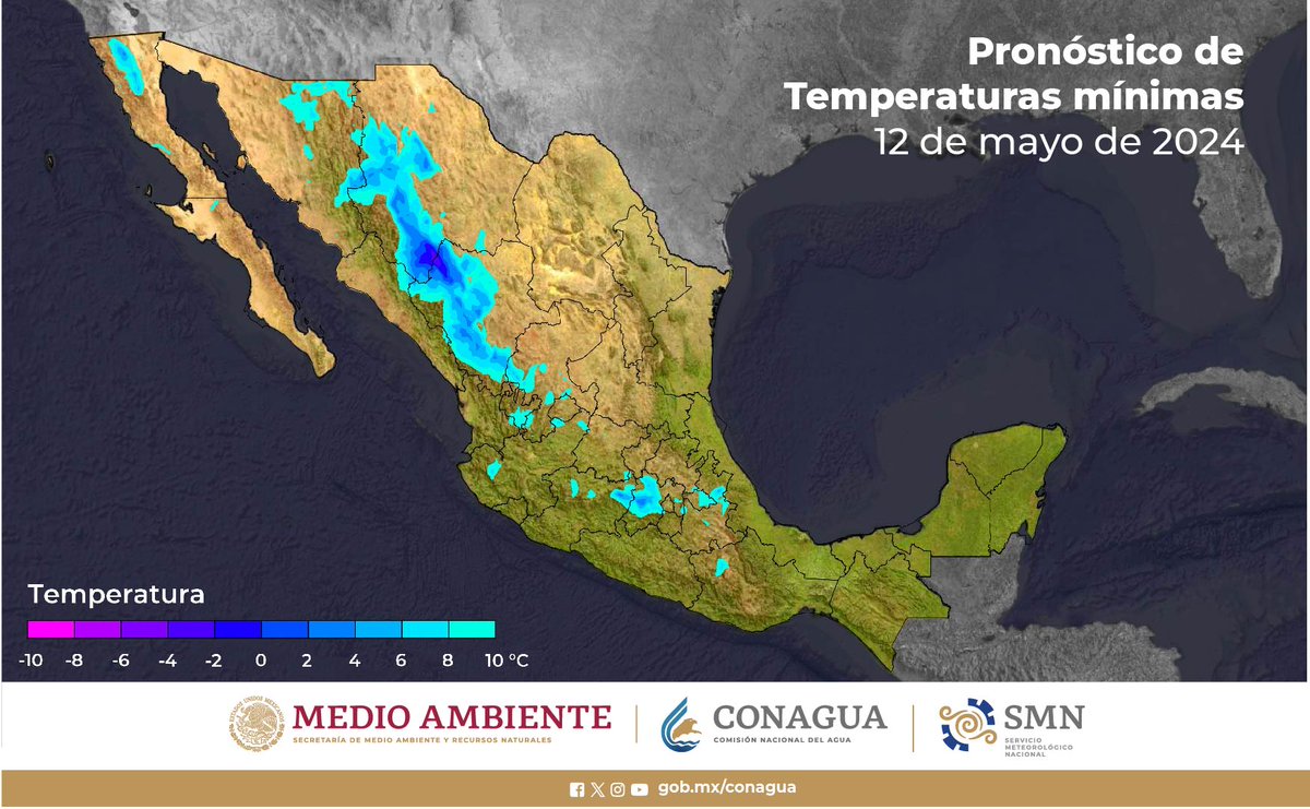 🥶 #Temperaturas mínimas y #Heladas previstas para este día, en #México.