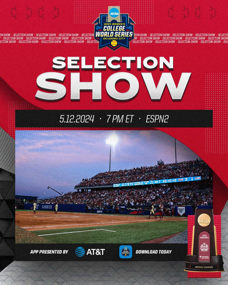 🚨 SELECTIONS ARE TONIGHT 🚨 #NCAASoftball Selection Show ⏰ 7 PM ET 📺 ESPN2 📲 on.ncaa.com/WCWSApp #RoadToWCWS