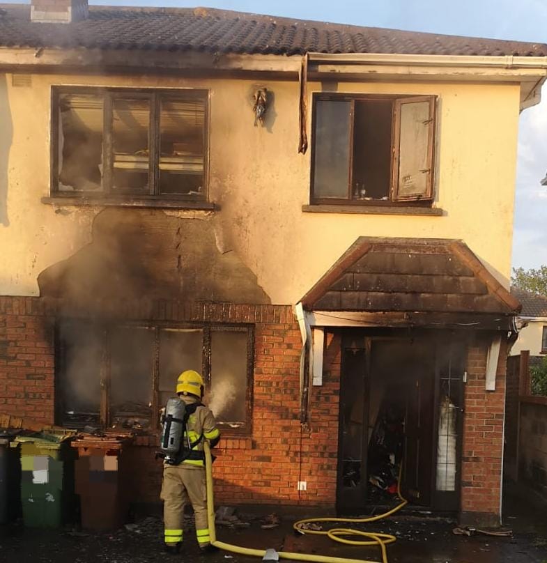 Firefighters from Balbriggan and Swords responded to a well developed house fire yesterday Firefighters wearing breathing apparatus and using a thermal imaging camera rescued two dogs and extinguished the fire