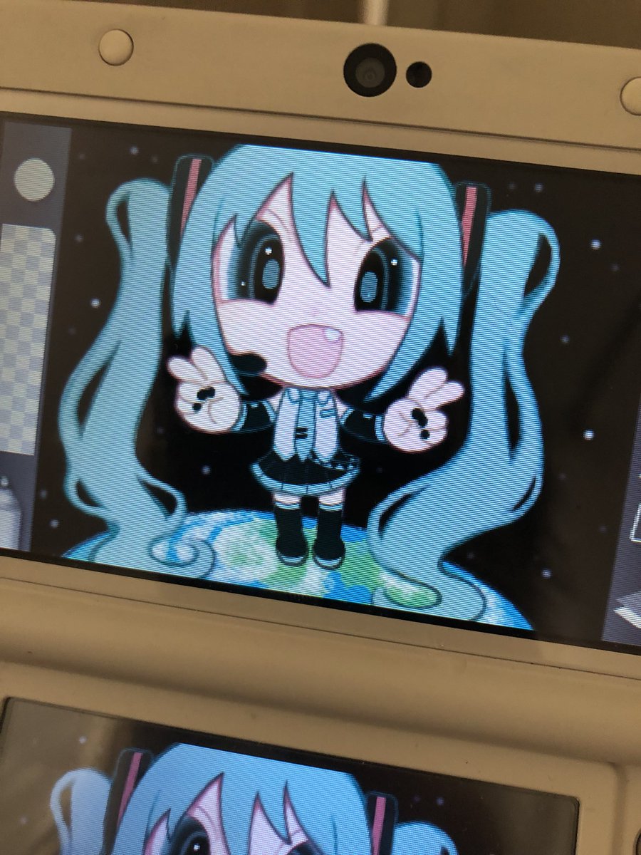 forgot to bring my sketchbook to the hotel so i drew a miku on da 3DS