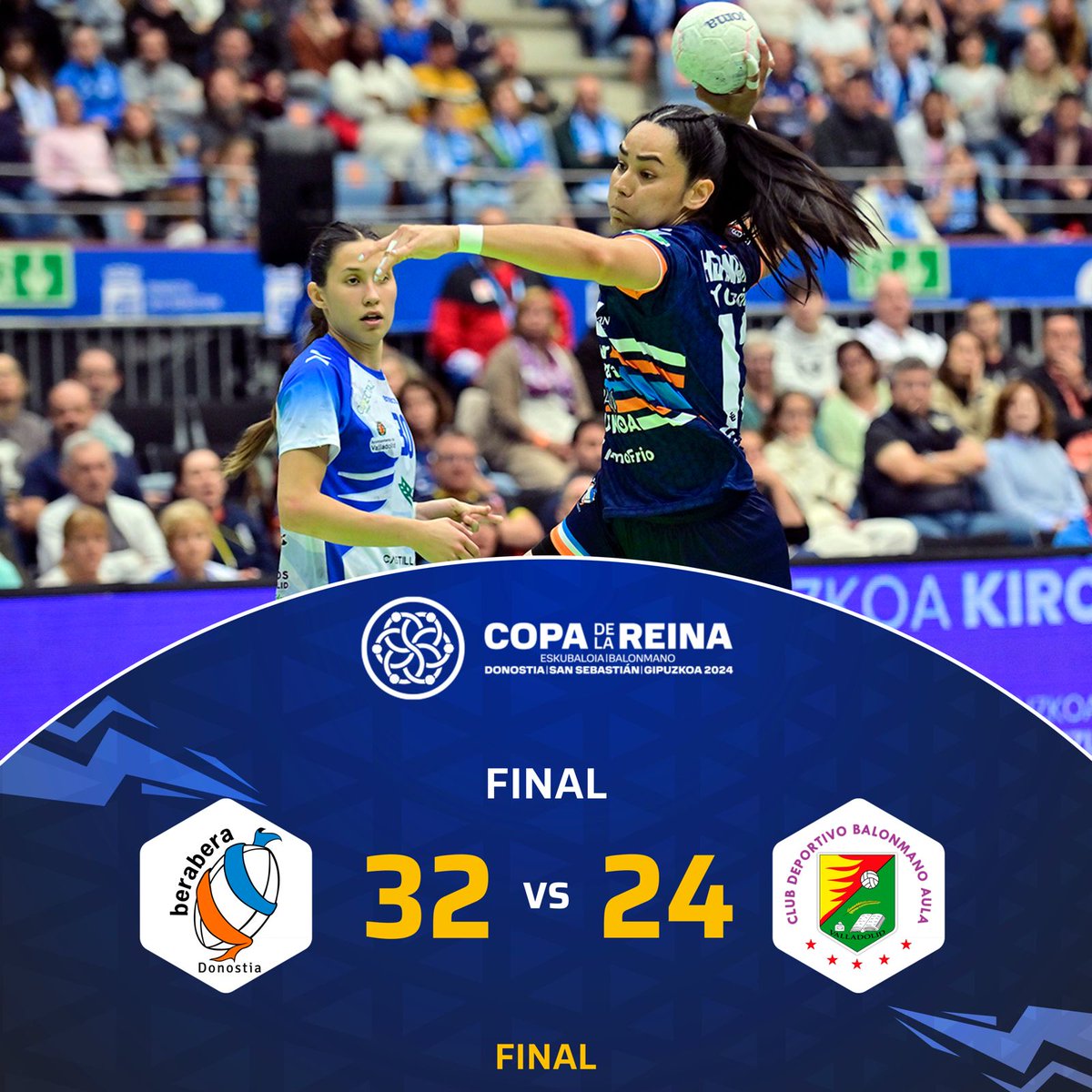 🏆 @BalonmaBeraBera, CAMPEÓN de la #CopaReina2024 tras una intensa final ante @BmAulaCultural 

🤩 ¡𝑬𝒏𝒉𝒐𝒓𝒂𝒃𝒖𝒆𝒏𝒂! 

#Balonmano #SheLovesHandball