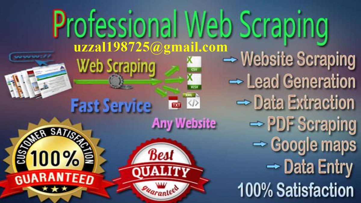 I will do web scraping, data mining, data extraction for any website
Profile:fiverr.com/share/xj0l0X
#wallstreet #vehicleinsurance #texas #sales #dataentryjob #bsales #datamanagement #listbuilding #realtimedata #emailcollection #renovation #taxservices #selling #realestateagent