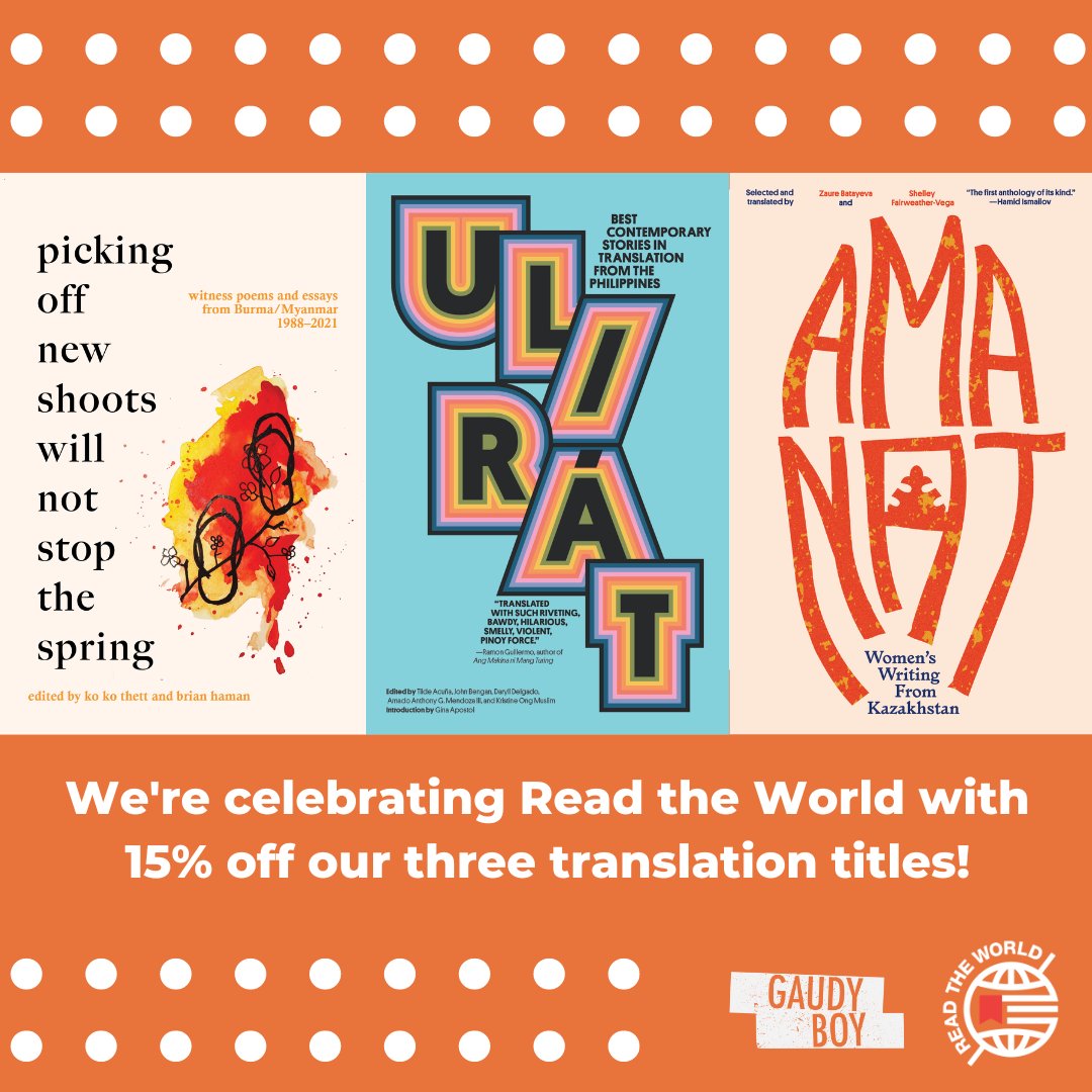 Gaudy Boy (@gaudyboysu) on Twitter photo We’re excited to join <a href="/LitTranslate/">American Literary Translators Association</a> for the 4th year of #ReadTheWorld! We'll be offering a 15% discount on our three titles from Gaudy Boy Translates from May 13 to 21, exclusively on Asterism!
asterismbooks.com/publisher/gaud… We’re excited to join <a href="/LitTranslate/">American Literary Translators Association</a> for the 4th year of #ReadTheWorld! We'll be offering a 15% discount on our three titles from Gaudy Boy Translates from May 13 to 21, exclusively on Asterism!
asterismbooks.com/publisher/gaud…