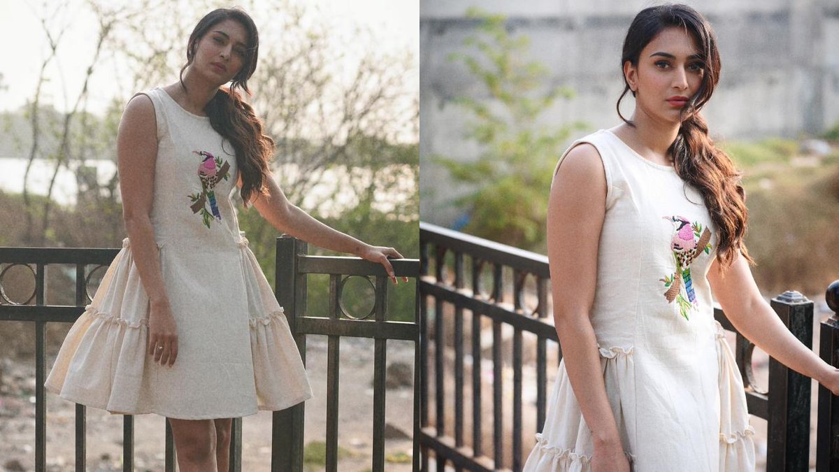 Erica Fernandes Radiates Summer Vibes in an Off-White Cotton Mini Dress - iwmbuzz.com/television/cel… #entertainment #movies #television #celebrity