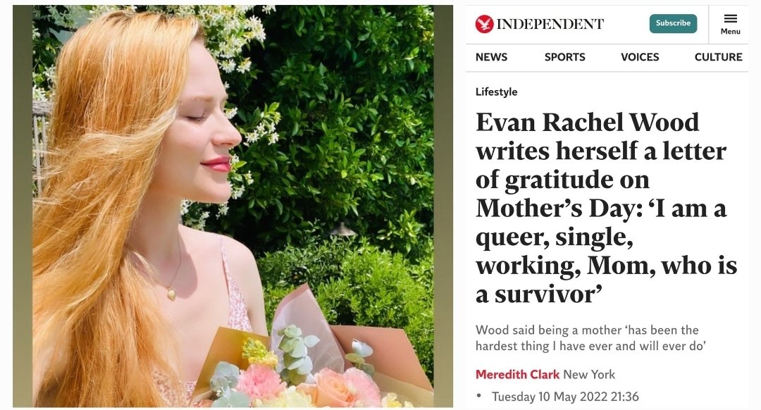 Two years ago, on Mother's Day, Evan Rachel Wood, who secretly abducted her son from his father and exploited him in her documentary, wrote herself a cringy, narcissistic letter of appreciation for being a great mother, which she published on IG and was picked up by the media.
