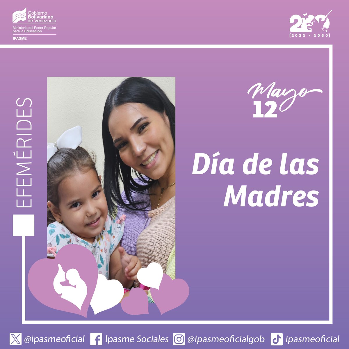 #12May || ¡Celebramos con amor! Felicitamos y reconocemos a todas las madres del mundo en su día, por su dedicación, amor infinito, devoción y capacidad de darlo todo por sus hijos. Ejemplo de formación de ciudadanos del presente y futuro. #MadreSerDeVida @NicolasMaduro