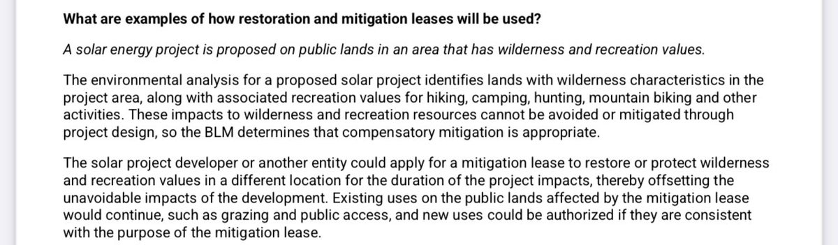 Wait until you learn about mitigation & restoration “leases” in the finalized BLM Conservation Landscape and Health rule. It green lights destruction like this in the name of net-zero. blm.gov/sites/default/…