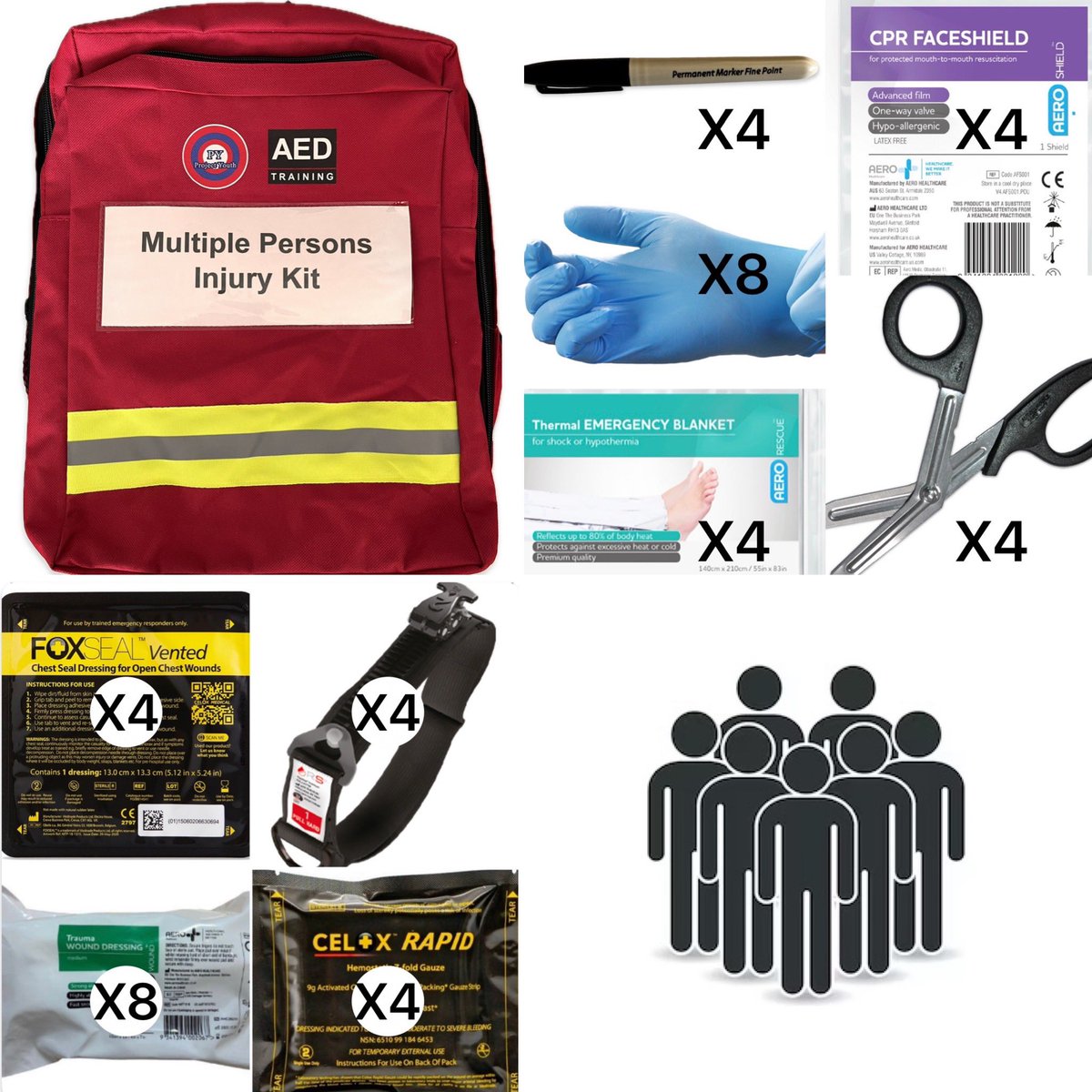 Something BIG is coming and it’s called MPIK!

🩸Multiple Persons Injury Kit 🩸 

4 X RapidStop Tourniquets
4 X Celox Rapid Haemostatic Gauze
4 X Celox FoxSeal Vented Chest Seals
8 X AeroWound Trauma Wound Dressings
8 X Pairs of Gloves
4 X Trauma Shears
4 X CPR FaceShields