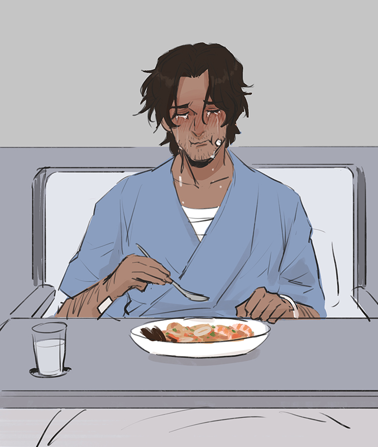 [Quick doodles] The first meal after all that. #LuisSerra