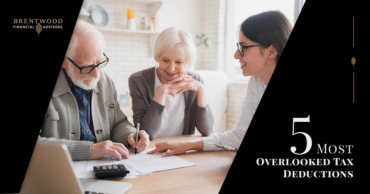 Five overlooked tax deductions to help manage your tax bill.
bit.ly/3Tfpoln

#BrentwoodFinancial #FinancialWellness #AssetManagement #FinancialAdvice #WealthManagement