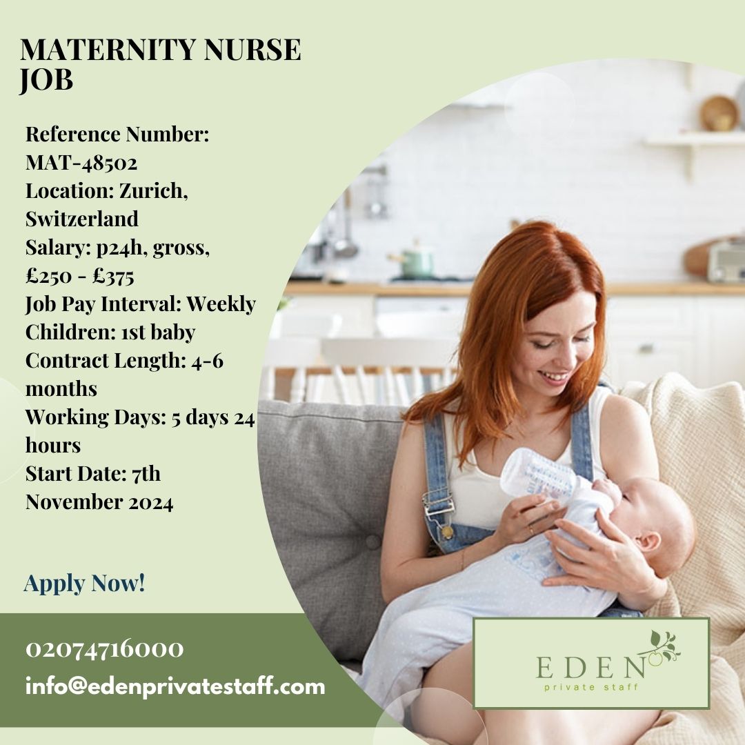 Maternity Nurse Job in Zurich - Apply now!

edenprivatestaff.com/job/overseas-m… #MaternityAgency #maternityleave #maternity #maternitynurse #maternityjobs #midwifejobs