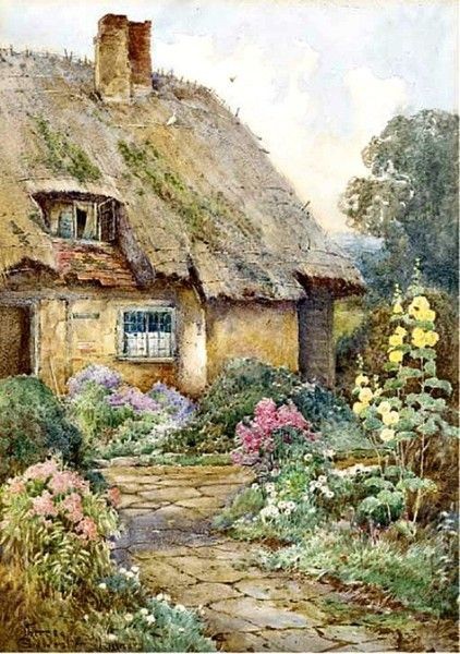 Image 1084 - Landscape , Painting , Hut . .