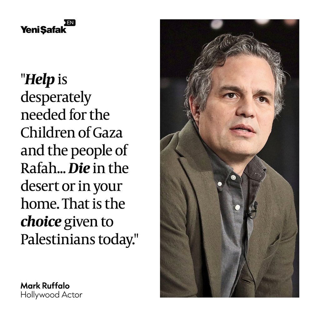 The comment of @MarkRuffalo about #Gaza . #FreePalestine