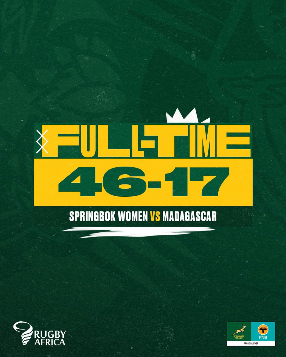 Strong performance by the #BokWomen as they successfully defend their @RugbyAfrique title 🇿🇦 🏆 #MakeItCount #ETTIG