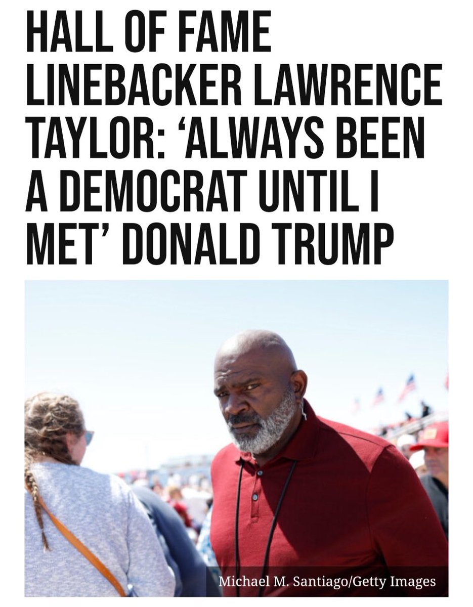 Hall of Fame New York Giants Linebacker Lawrence Taylor endorsed Trump for President at his rally yesterday in New Jersey. - Breitbart