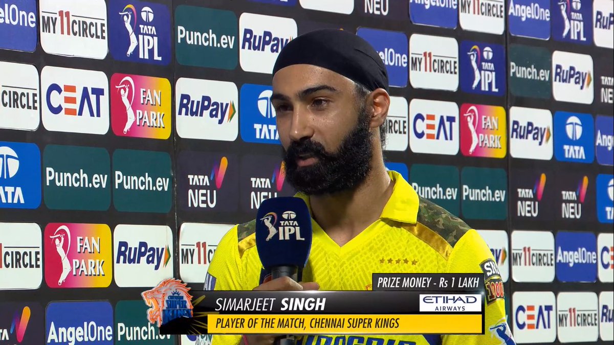 Simarjeet Singh said 'Thank you, CSK management and all staffs - I was injured but they supported & treated me so well'.
