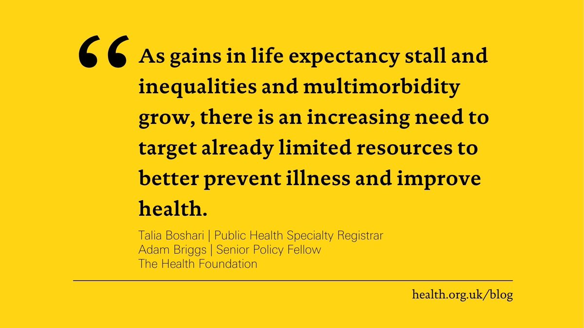 In a new blog, @ADMBriggs and Talia Boshari look at opportunities for personalisation in health care. They discuss what exactly personalised prevention is and what potential it might hold to improve health and help a struggling NHS. Read more ⬇️ health.org.uk/news-and-comme…