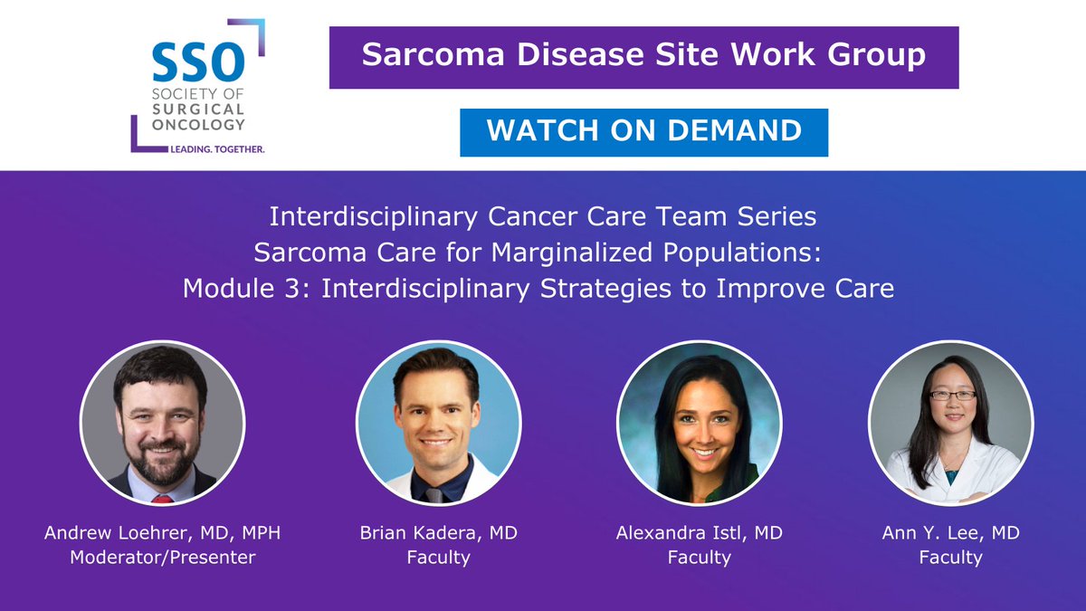 Watch Module 3 with our Sarcoma DSWG members for a dynamic webinar that united surgical oncologists and allied health professionals to share strategies for overcoming challenges and delivering optimal care. ow.ly/IEO850RC4if