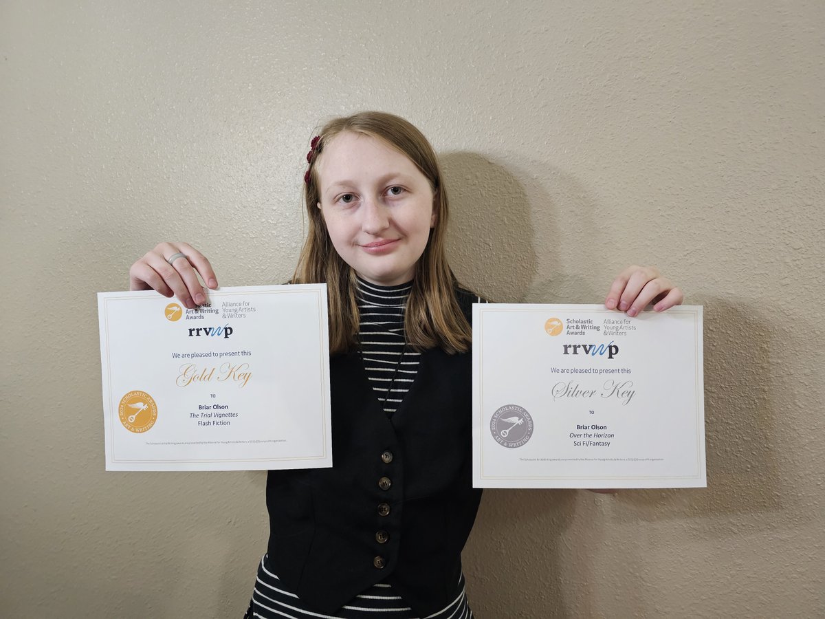 Congratulations to South High School junior Briar Olson on winning a Gold Key in flash fiction and a Silver Key in scifi/fantasy in the Scholastic Art and Writing Awards!