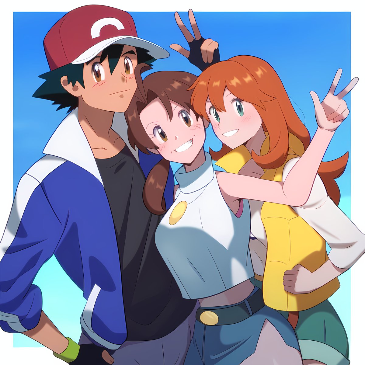 Disregard that last picture, here's a real picture of Delia with her now adult son Ash and his wife Misty.

#pokeshipping #pokemon #anipoke #satokasu #amourshipping #satosere #misty #serena #ashketchum #サトセレ #サトカス #セレナ