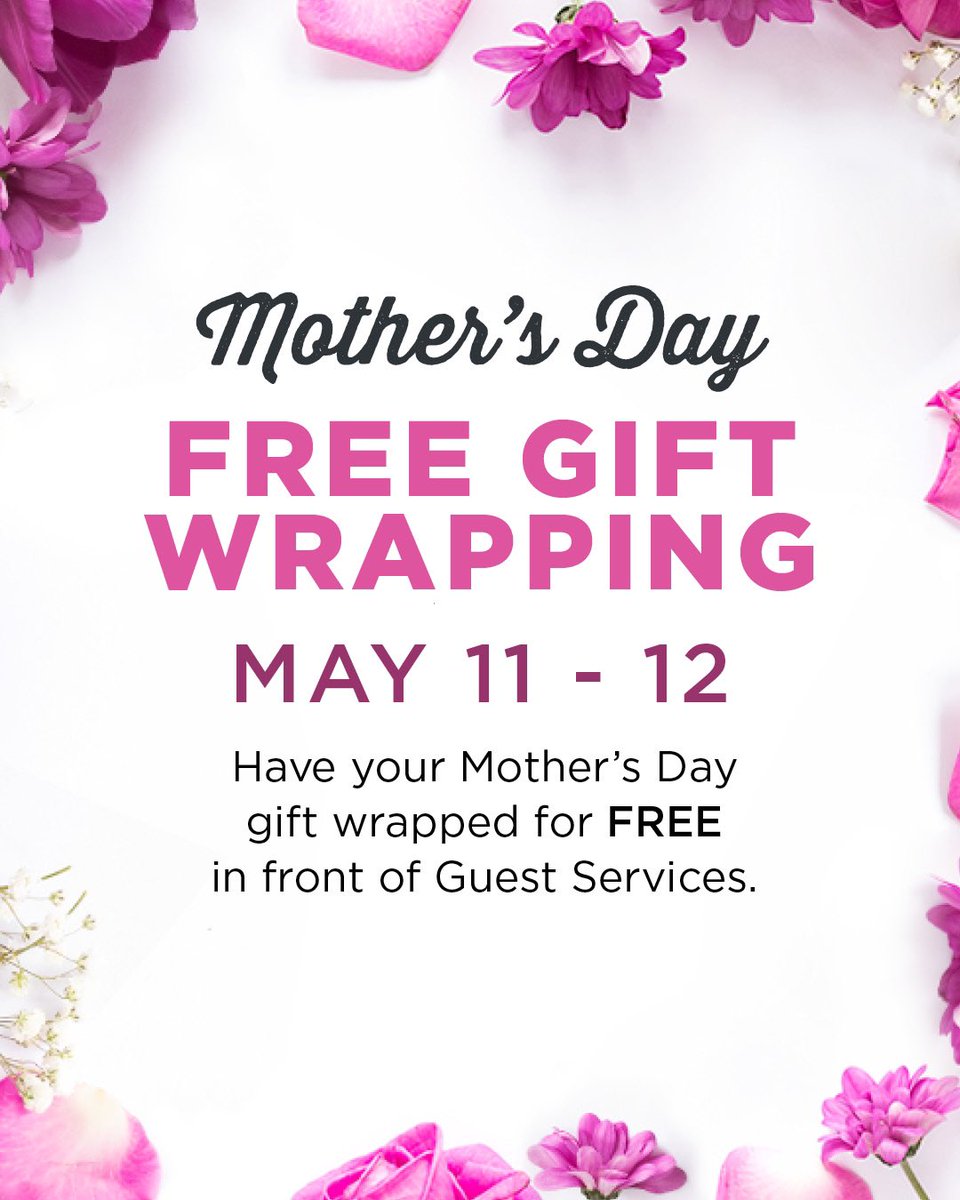 Happy Mother’s Day to all the mama’s and fur mama’s! Don’t forget to visit our gift wrap booth in front of Guest Services. Donations will be gratefully accepted to support the Hiatus House  #devonshirestyle #mothersday #freegiftwrap