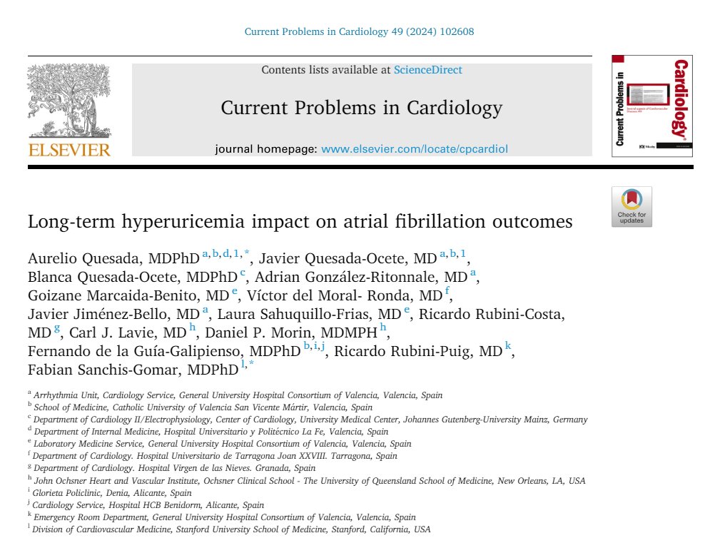 Fernando de la Guía (@cardio_delaguia) on Twitter photo 🗣️Very happy to share our recent study “Long-term hyperuricemia impact on atrial fibrillation outcomes” published on <a href="/CurrProbsCardio/">Current Problems in Cardiology</a> and thank Prof. Quesada and @FabianSango for involving me in it 🥰
sciencedirect.com/science/articl… 🗣️Very happy to share our recent study “Long-term hyperuricemia impact on atrial fibrillation outcomes” published on <a href="/CurrProbsCardio/">Current Problems in Cardiology</a> and thank Prof. Quesada and @FabianSango for involving me in it 🥰
sciencedirect.com/science/articl…