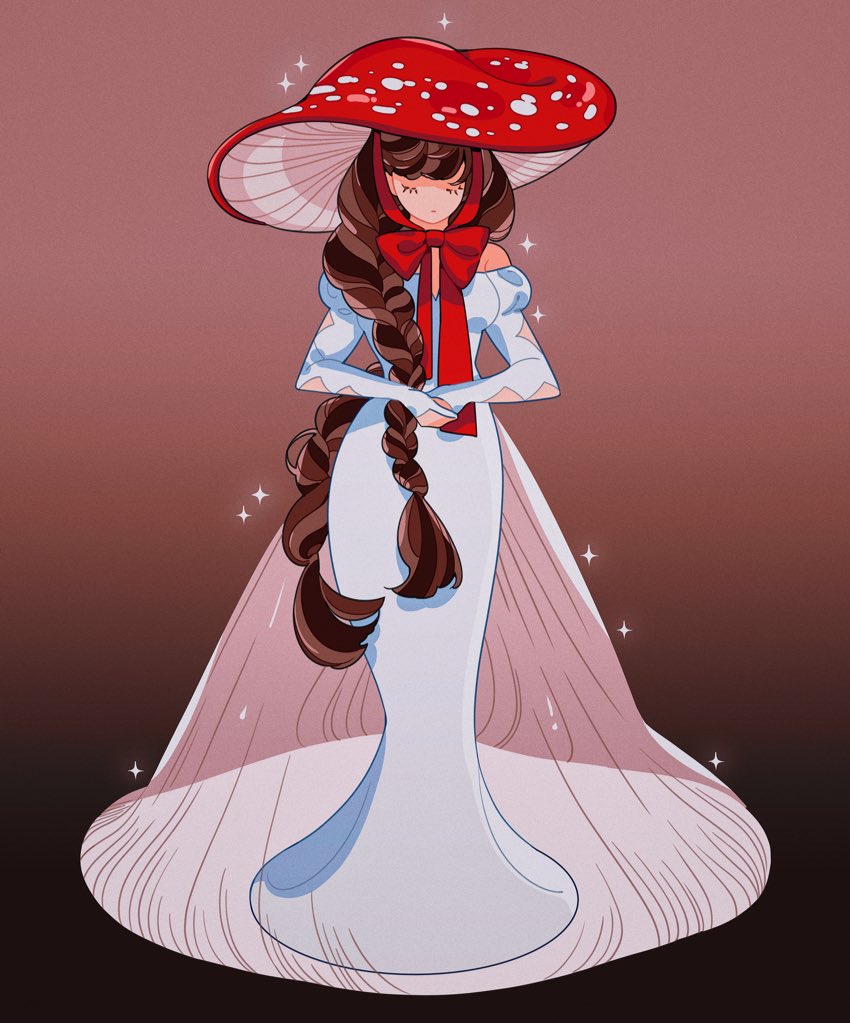 1girl solo long hair brown hair long sleeves dress bow  illustration images