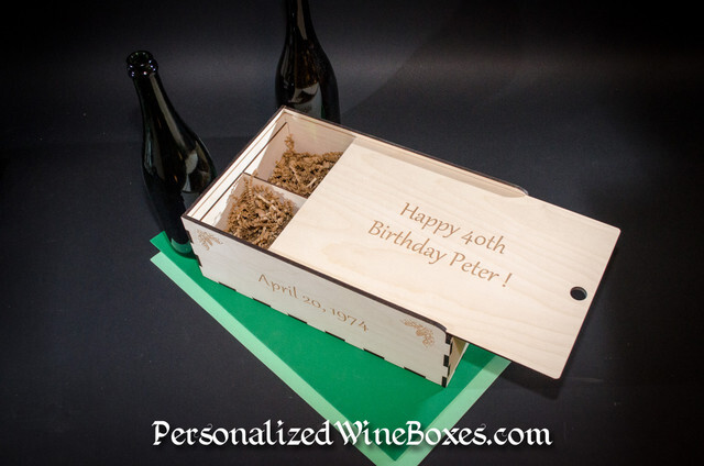 40th Birthday wishes with a 2 bottle #wine box, #winewednesday
